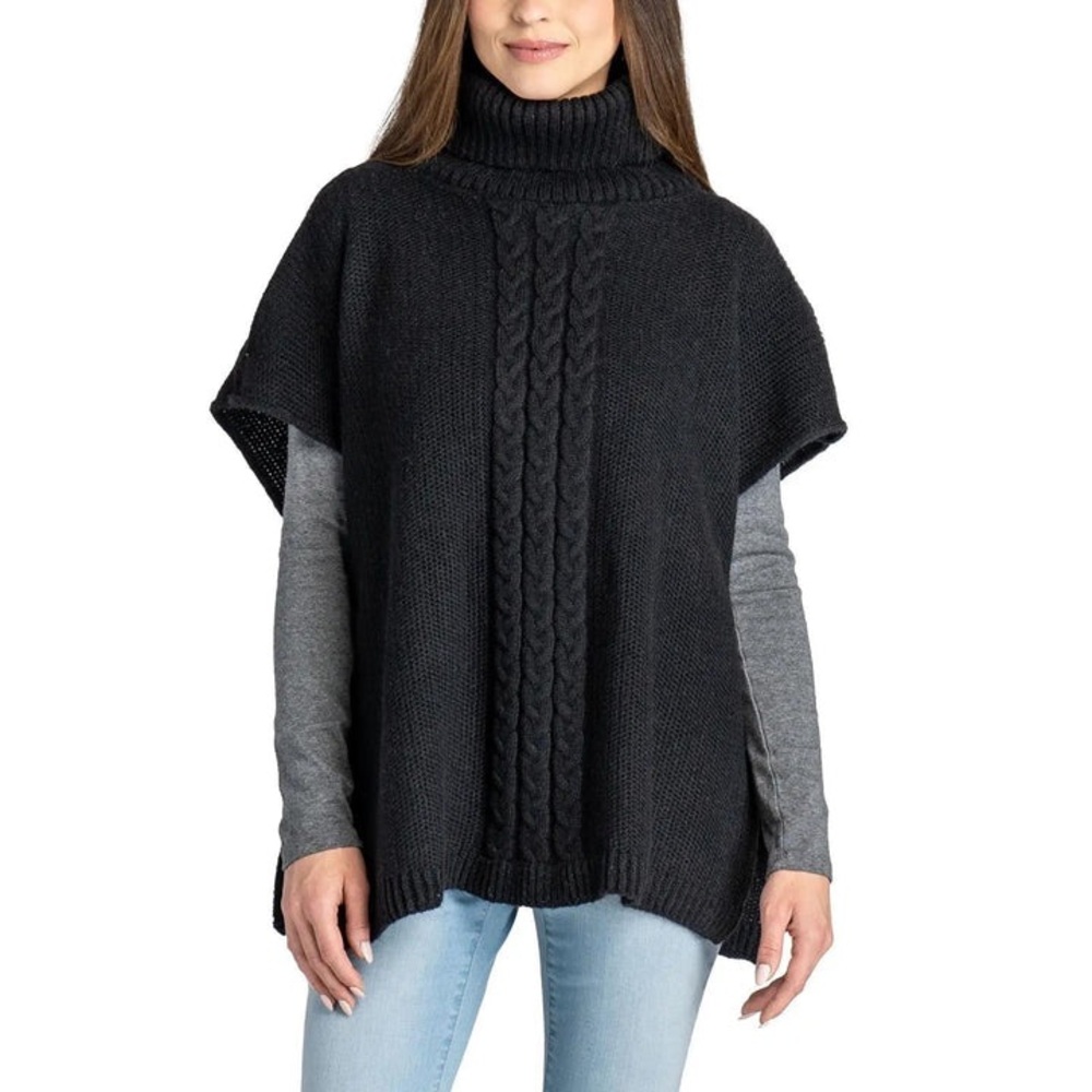 Jack & Missy Park City Black Cowl Neck Poncho Sweater